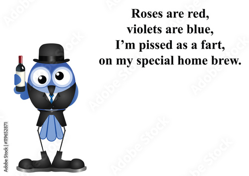 Comical drunk on home brew wine poem 