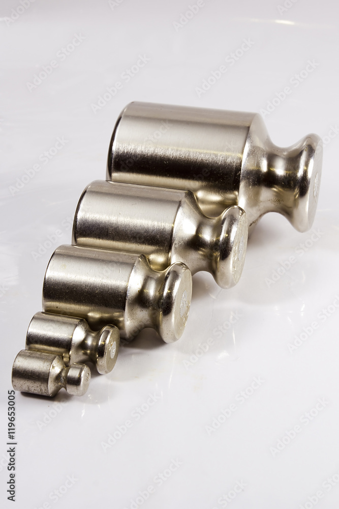 Set of precision weights for a balance scale Set of precision weights for a balance scale