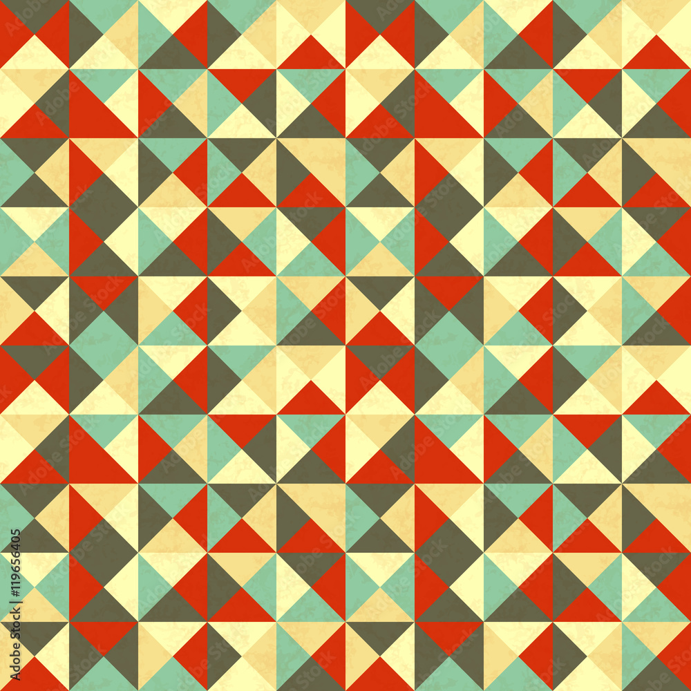 Triangles in retro colours, abstract seamless pattern Triangles in retro colours, abstract seamless pattern