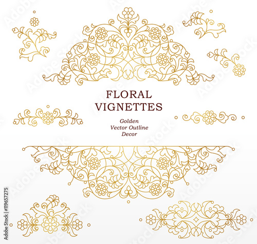 Vector set of vignettes in Eastern style.