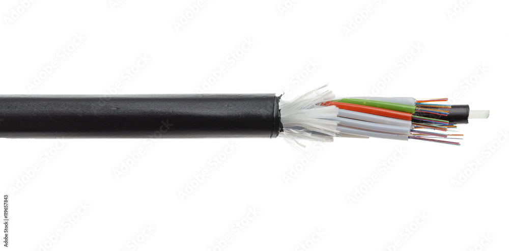Fiber optical cable detail isolated on white Fiber optical cable detail isolated on white