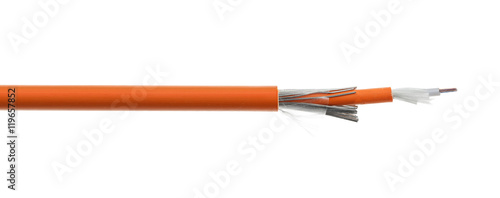 Fiber optical cable detail isolated on white