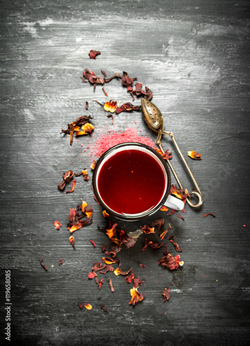 Red tea with pomegranate.