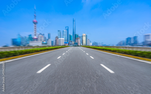 inner city road，shanghai,china.