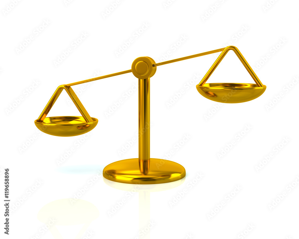 3d illustration of golden justice scales icon 3d illustration of golden justice scales icon
