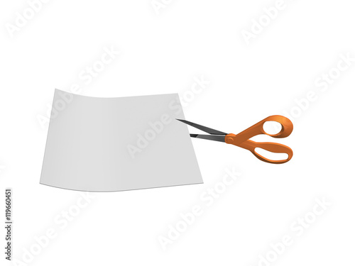 Ciseau coupant une feuille de papier