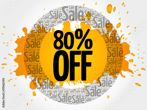 80% OFF Sale words cloud, business concept background