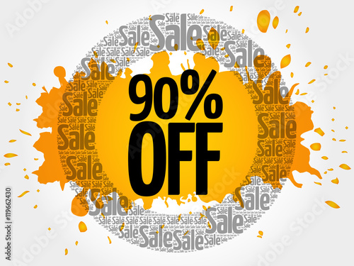 90% OFF Sale words cloud, business concept background