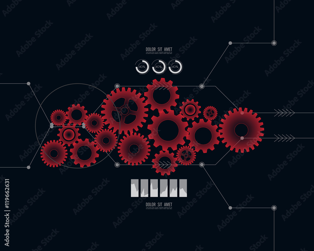 vector gear info graphic elements.