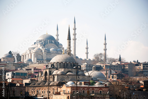The old buildings and a mosque in Turkey