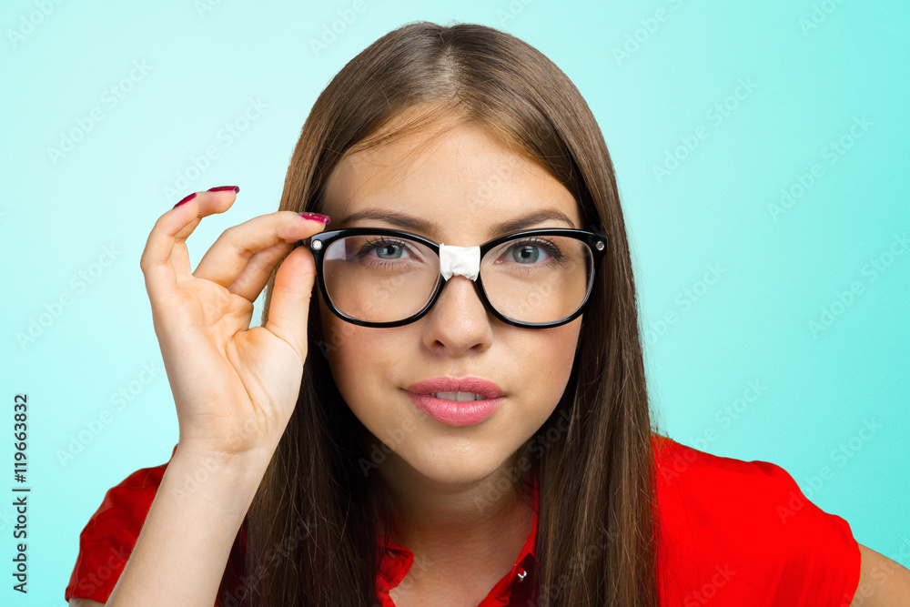 Young woman wearing glasses Young woman wearing glasses