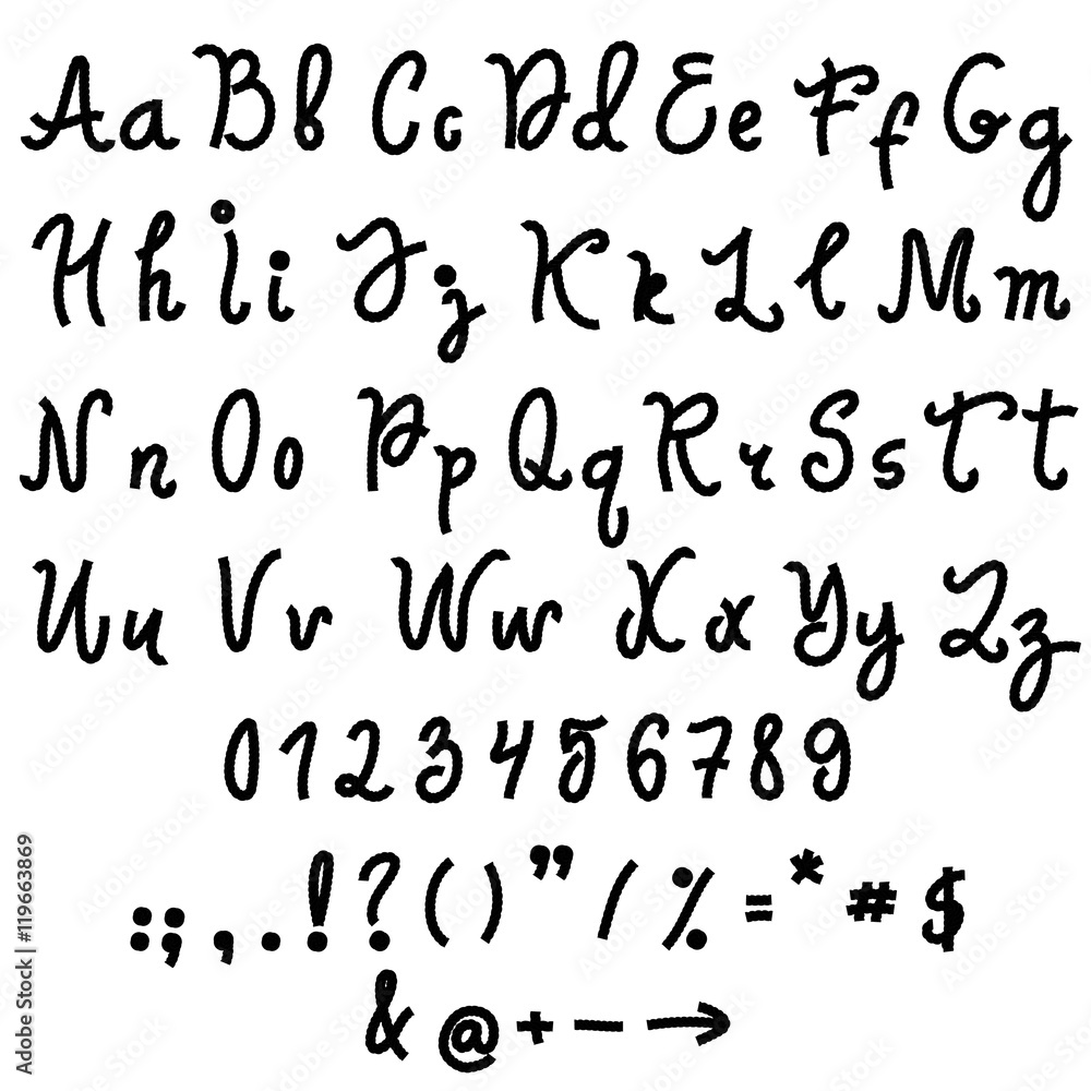 Vector alphabet. Hand drawn letters. Vector alphabet. Hand drawn letters.