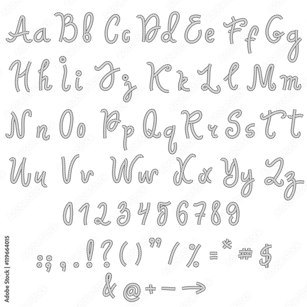 Vector alphabet. Hand drawn letters.