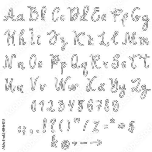 Vector alphabet. Hand drawn letters.