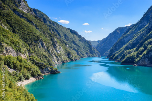 The magnificent view of the canyon Piva filled azure water.