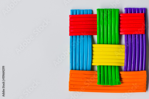 Colorful clay on white background,select focus