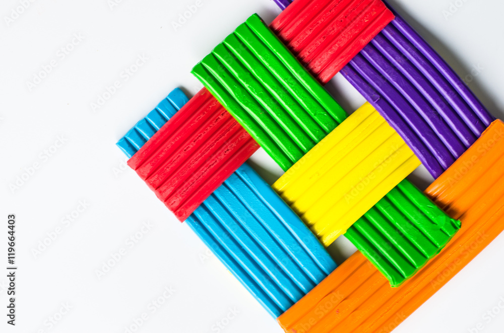 Colorful clay on white background,select focus Colorful clay on white background,select focus