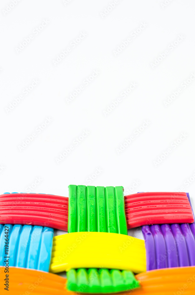 Colorful clay on white background,select focus Colorful clay on white background,select focus