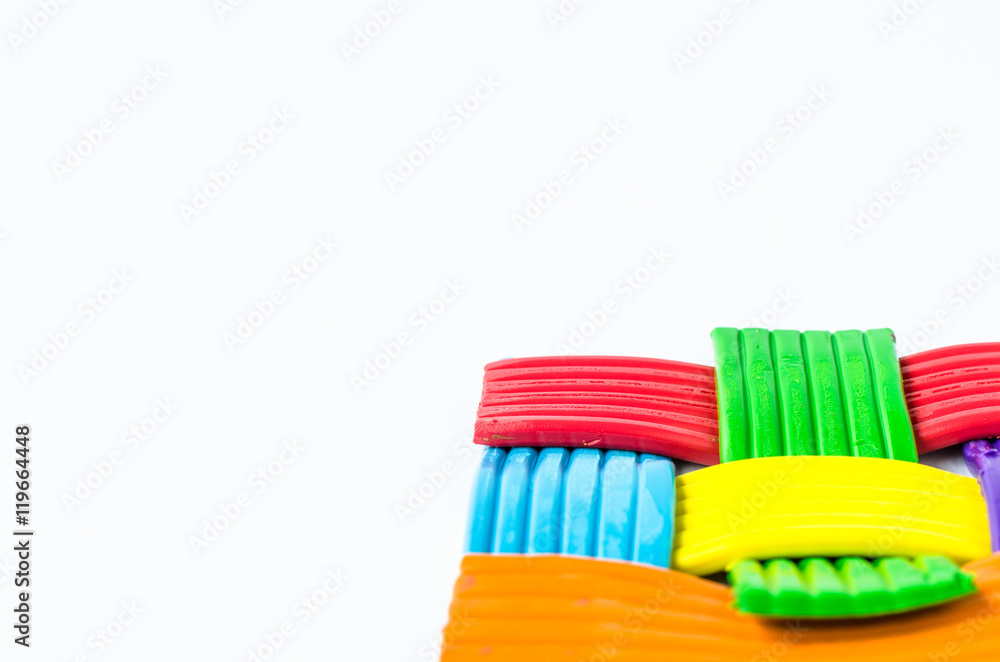 Colorful clay on white background,select focus Colorful clay on white background,select focus