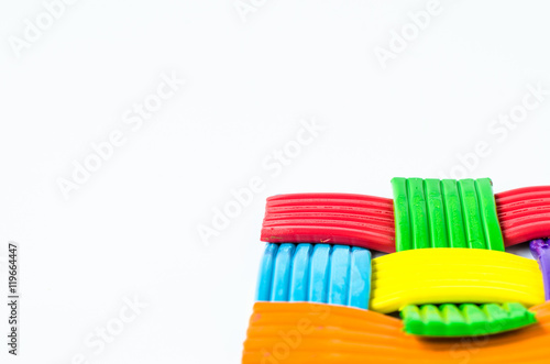 Colorful clay on white background,select focus