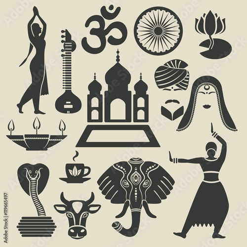 India Exotic icons set