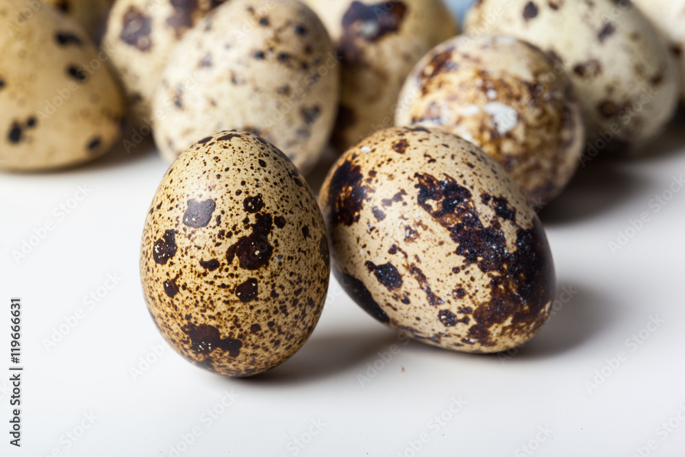 Quail eggs are isolated on a white background Quail eggs are isolated on a white background