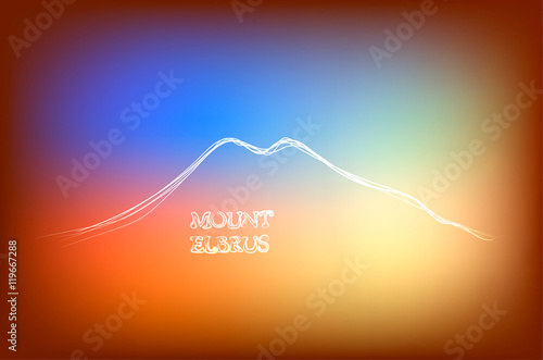 Beautiful hand drawn outline of Mount Elbrus, vector illustration