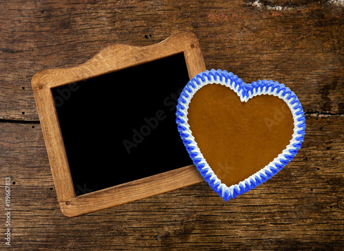 Lebkuchenherz und Schiefertafel