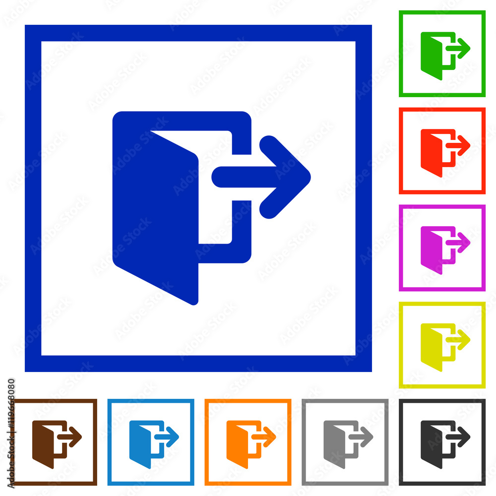 Exit framed flat icons Exit framed flat icons