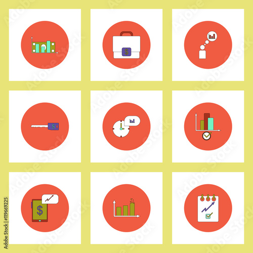 Collection of icons in flat style business statistics