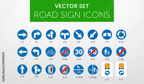 ROAD SIGNS | Znaki Drogowe Nakazu - vector icon PACK vol.1