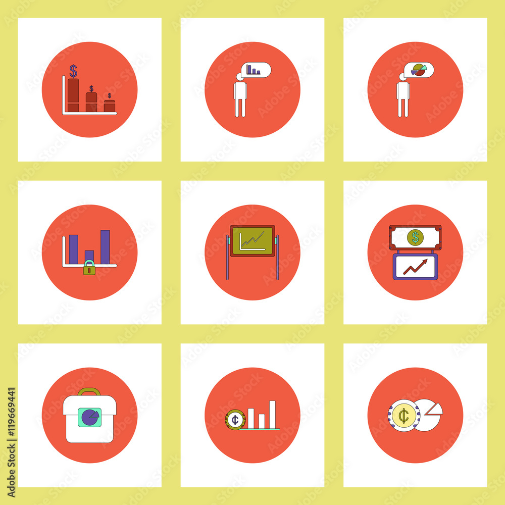 Collection of icons in flat style infographics and statistics Collection of icons in flat style infographics and statistics