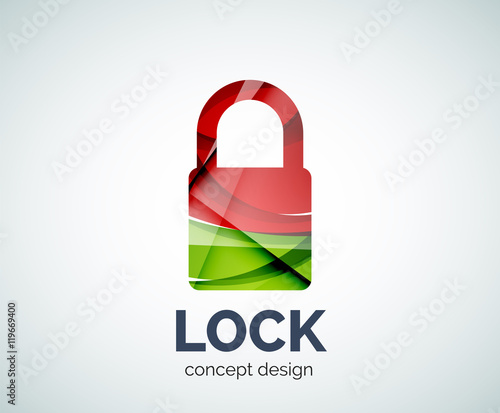 Lock logo business branding icon, created with color overlapping elements photo