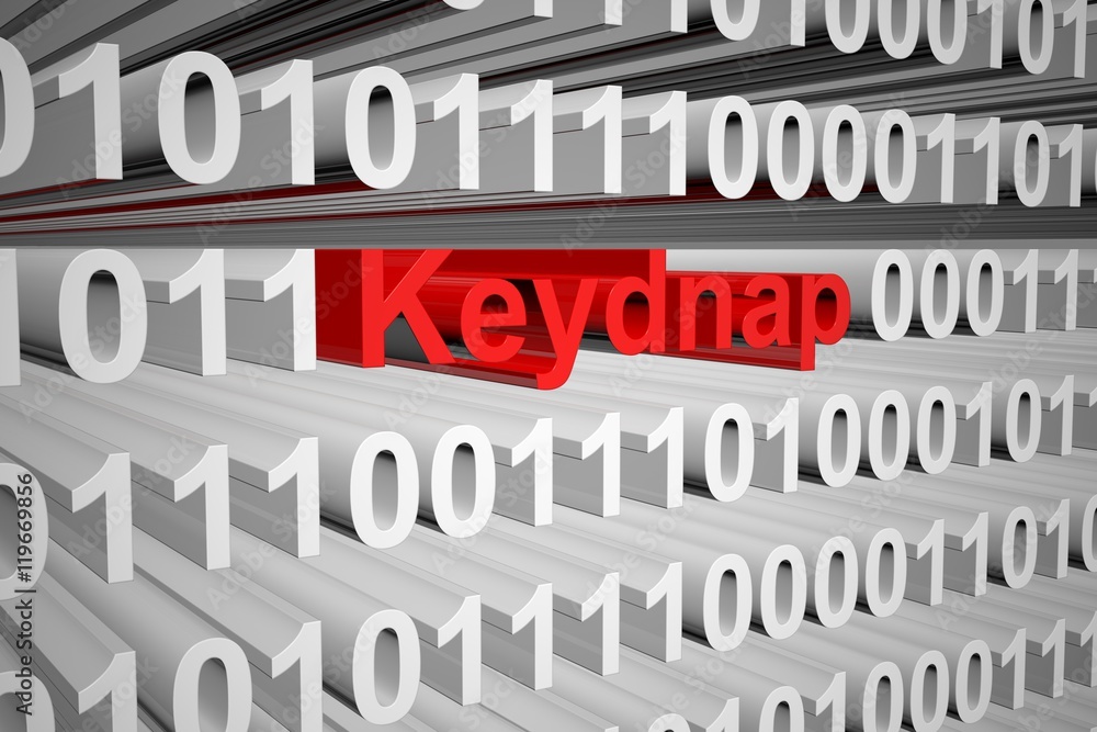 Keydnap in the form of binary code, 3D illustration