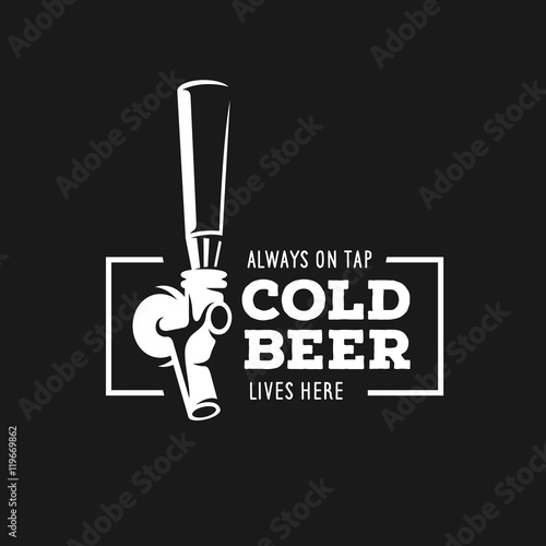 Tableau sur toile Beer tap with quote. Vector vintage illustration.