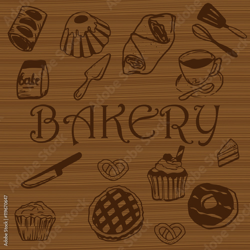 Bakery icons, hand drawn elements