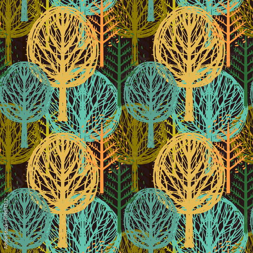 Seamless pattern with autumn trees 