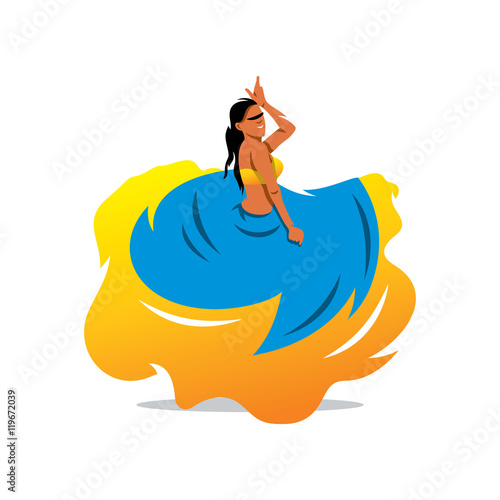 Vector flamenko dancer Cartoon Illustration.