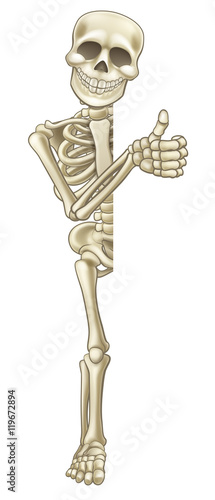 Thumbs Up Cartoon Halloween Sign Skeleton