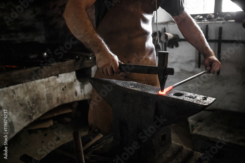 Blacksmith at work in the smithy