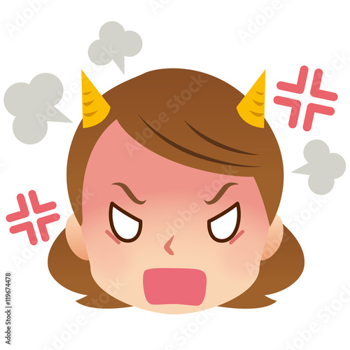 女性 表情 顔 激怒 Stock イラスト Adobe Stock