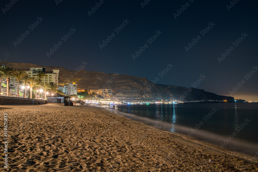 Night photos of Andalusia sea shore