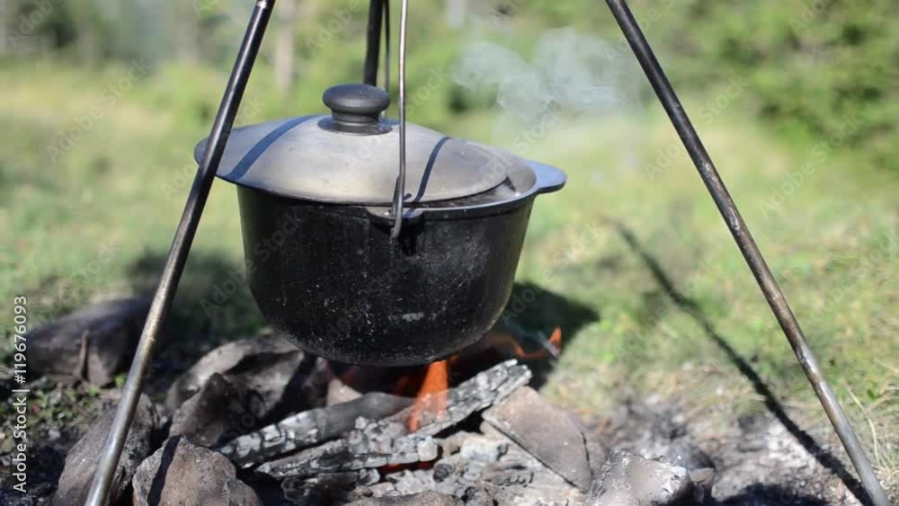 Tourist pot on the fire Tourist pot on the fire
