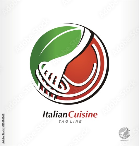 Vector pasta logo, spaghetti symbol, Italian cuisine restaurant emblem.