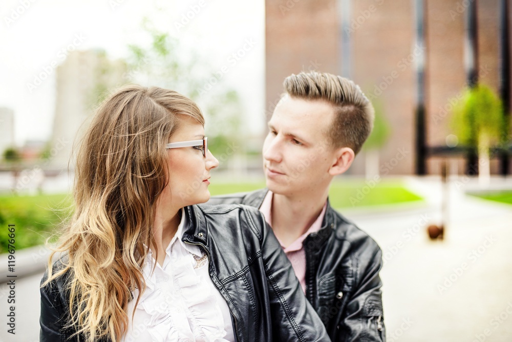 Fototapeta premium Young couple in love dating.