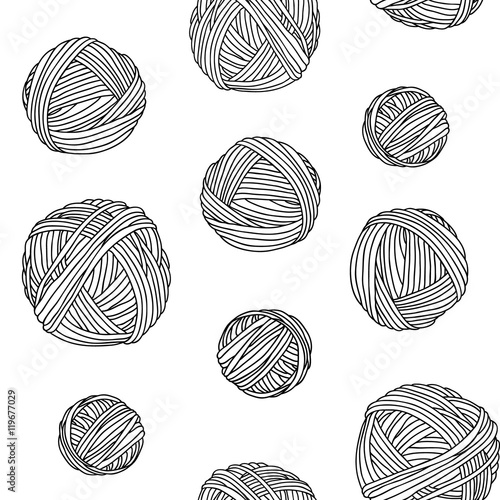 Yarn skeins, seamless background.