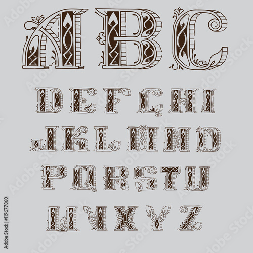 beautiful Celtic font with patterns