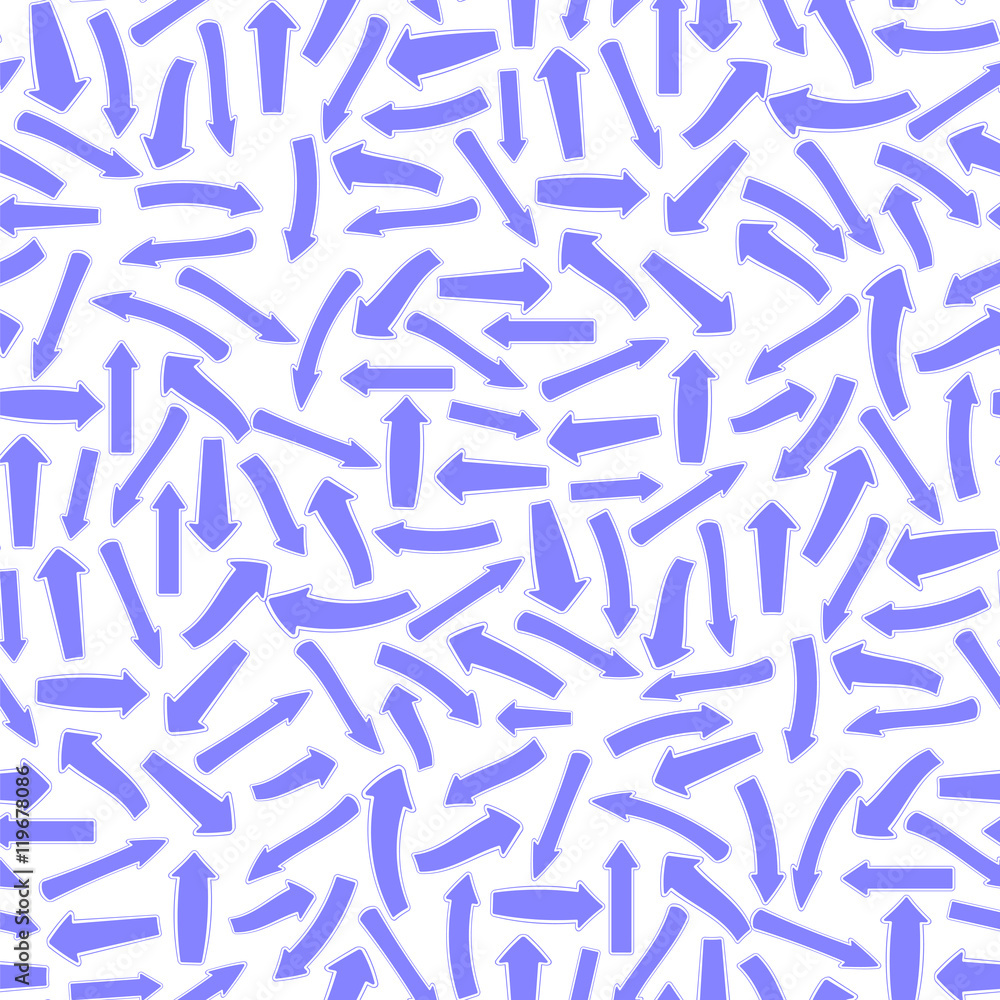 Different Blue Arrows Seamless Pattern on White Different Blue Arrows Seamless Pattern on White