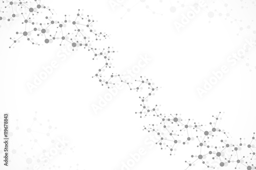 Structure molecule and communication Dna, atom, neurons. Science concept for your design. Connected lines with dots. Medical, technology, chemistry, science background. Vector illustration.