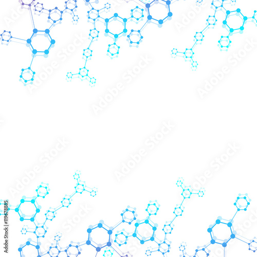 Structure molecule and communication Dna, atom, neurons. Science concept for your design. Connected lines with dots. Medical, technology, chemistry, science background. Vector illustration.